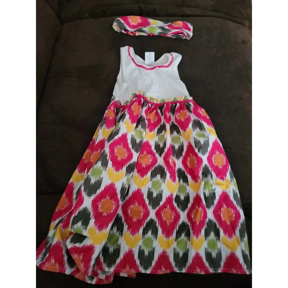Gymboree batik summer dress size 4 and headband